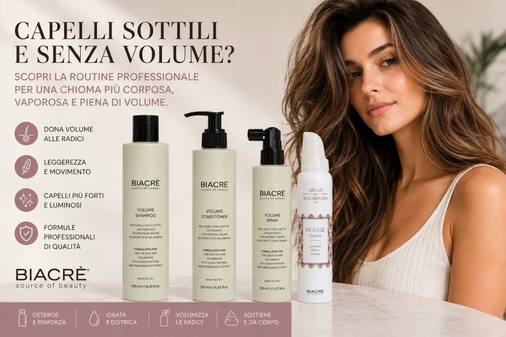 basta ai capelli sottili e senza volume con i prodotti Biacrè