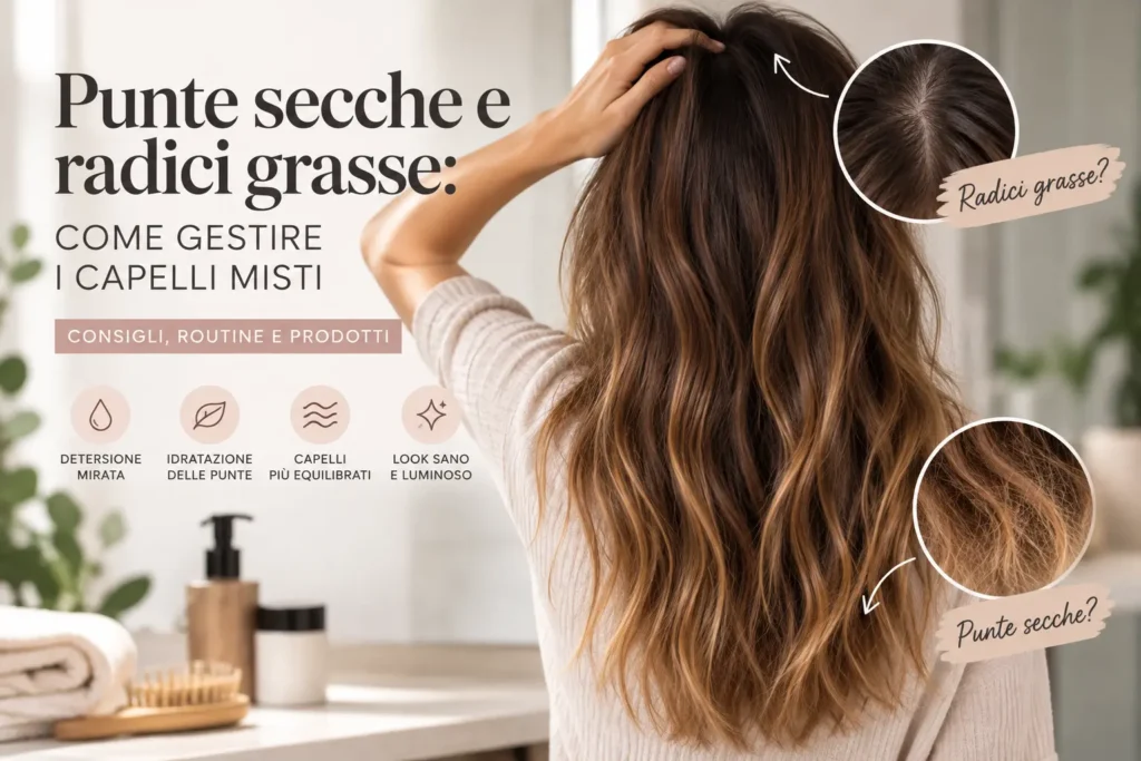 Come gestire capelli con radici grasse e punte secche