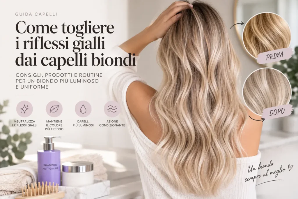 togliere riflessi gialli capelli biondi